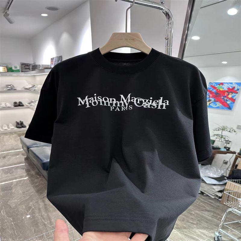 欧洲站~美式复古!短袖男夏季纯棉小领口设计感宽松韩版oversize