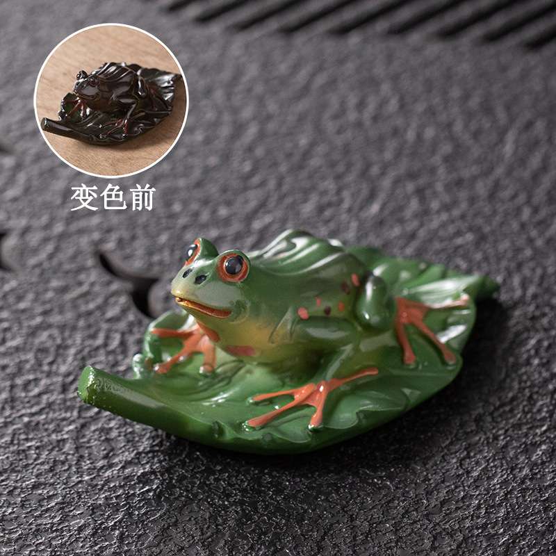 创意变色呱呱来财茶宠摆件可养青蛙茶桌茶道茶玩配件茶盘装饰摆设
