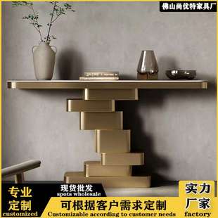 轻奢风玄关台创意岩板玄关柜简约靠墙条案设计师入户玄关桌子 意式