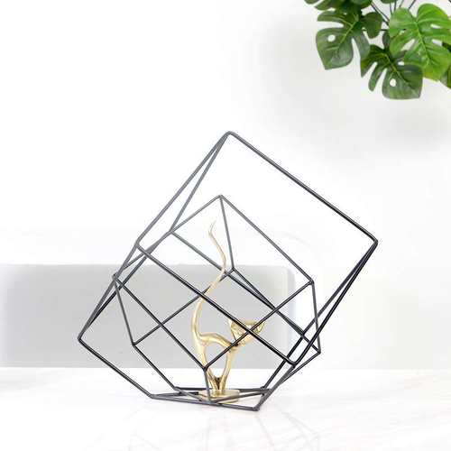 现代简约不规则线条陈设摆件现货 创意几何菱形铁艺装饰工艺品