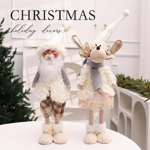 圣诞老人公仔娃娃摆件 圣诞节家居橱窗麋鹿雪人玩偶装饰摆设现货