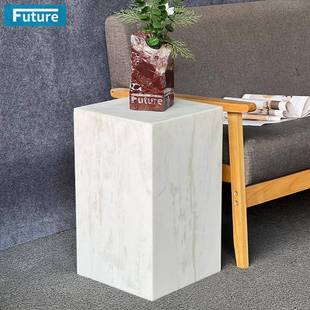 简约轻奢天然大理石角几现代茶几沙发边柜边几方几卡里冰玉边桌