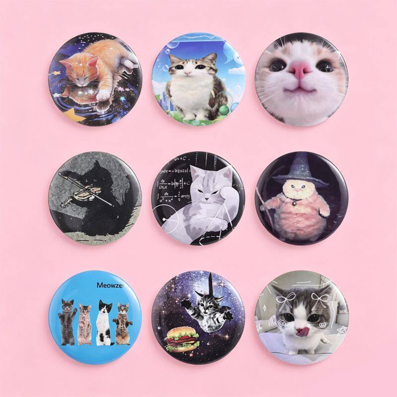 甜美猫咪吧唧圆形马口铁