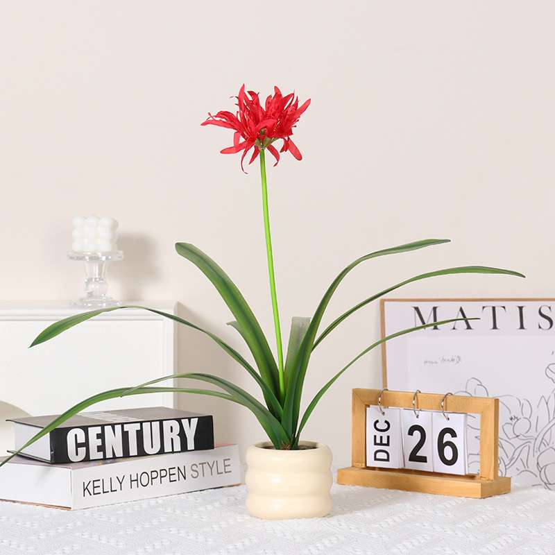 仿真花手感保湿9叶彼岸花假花盆栽客厅家居餐桌摆件仿生花蝴蝶兰