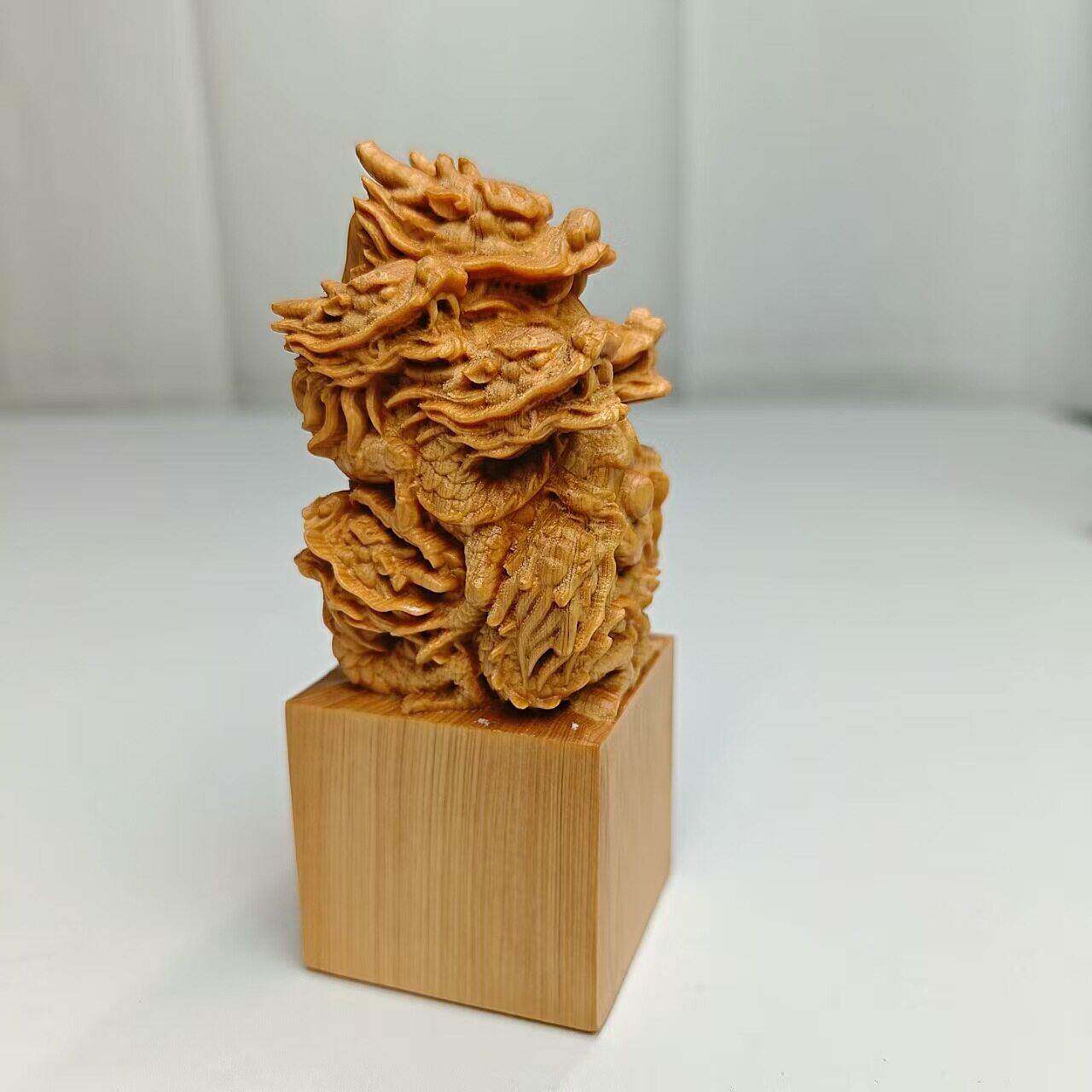 960崖柏木雕刻九木印章雕把件公室手桌面工艺品龙摆件汽车饰品抓