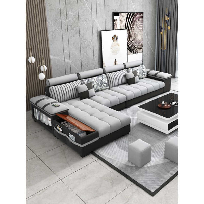 布艺沙发客厅现代简约小户型贵妃转角家具套装新款科技布沙发组合