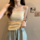 细肩带小吊带背心女内搭打底衫 带胸垫褶皱收腰显瘦美背上衣夏外穿