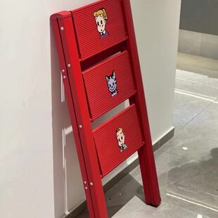 折叠加厚卡通红治家用人字梯梯搬家梯凳入宅原田安全梯子乔迁礼物