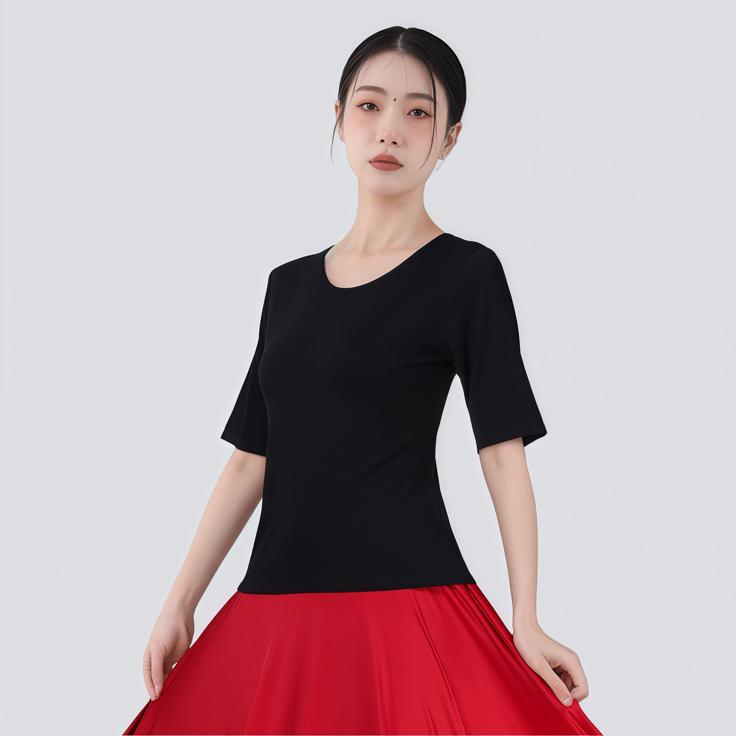 舞蹈服女2026新款夏季上衣练功服中袖广场舞服装莫代尔形体演出服
