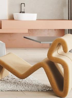 玻北欧设计师单人沙发璃钢异代形线简850条S形座椅现约客厅沙发