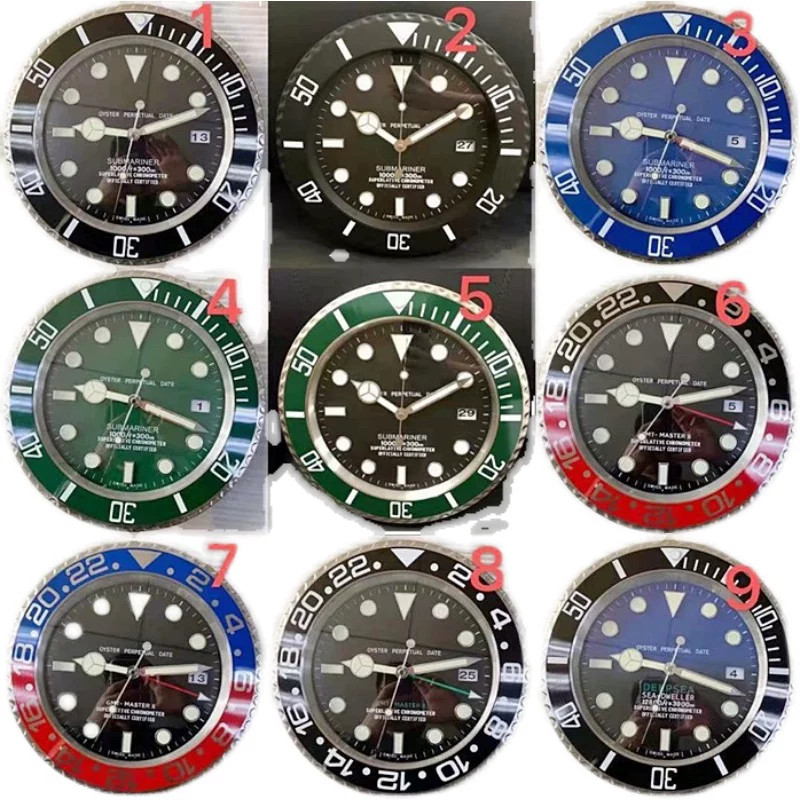 第三代机芯新款网红创意静音夜光大挂钟金属GMT熊猫迪挂壁钟客厅