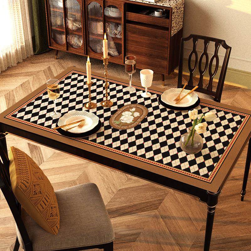 美式轻奢高级感桌垫复古皮革餐桌垫防水防油防烫免洗桌布茶几垫子,居家布艺,桌布,淘宝优惠券,粉丝福利购,淘宝优惠卷