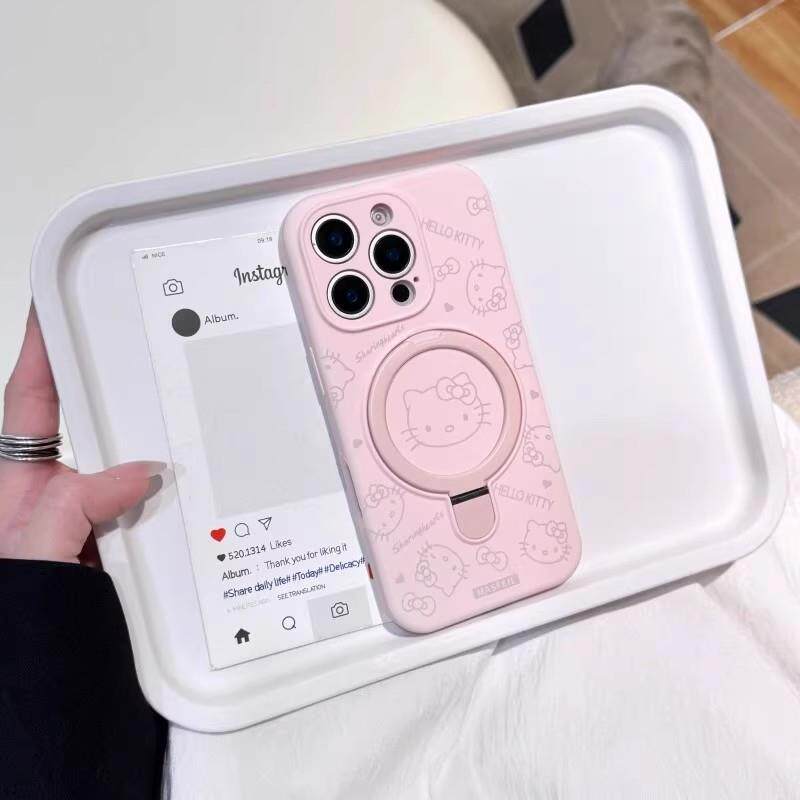 Kitty猫液态硅胶磁吸支架适用苹果16promax手机壳iPhone14pro可爱