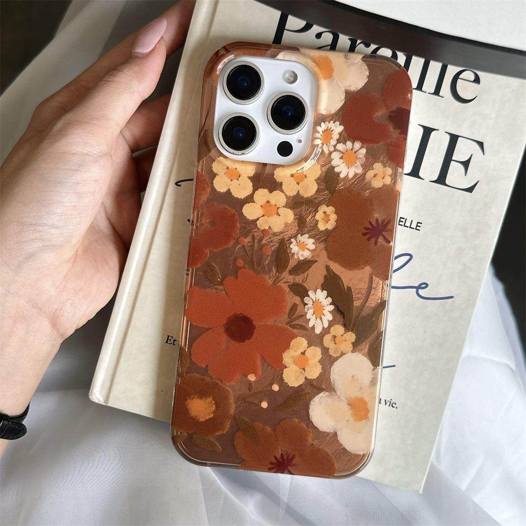 ins复古油画黄花适用于苹果16/15promax手机壳14新双层13小众女款,3C数码配件,手机保护套/壳,淘宝优惠券,粉丝福利购,淘宝优惠卷