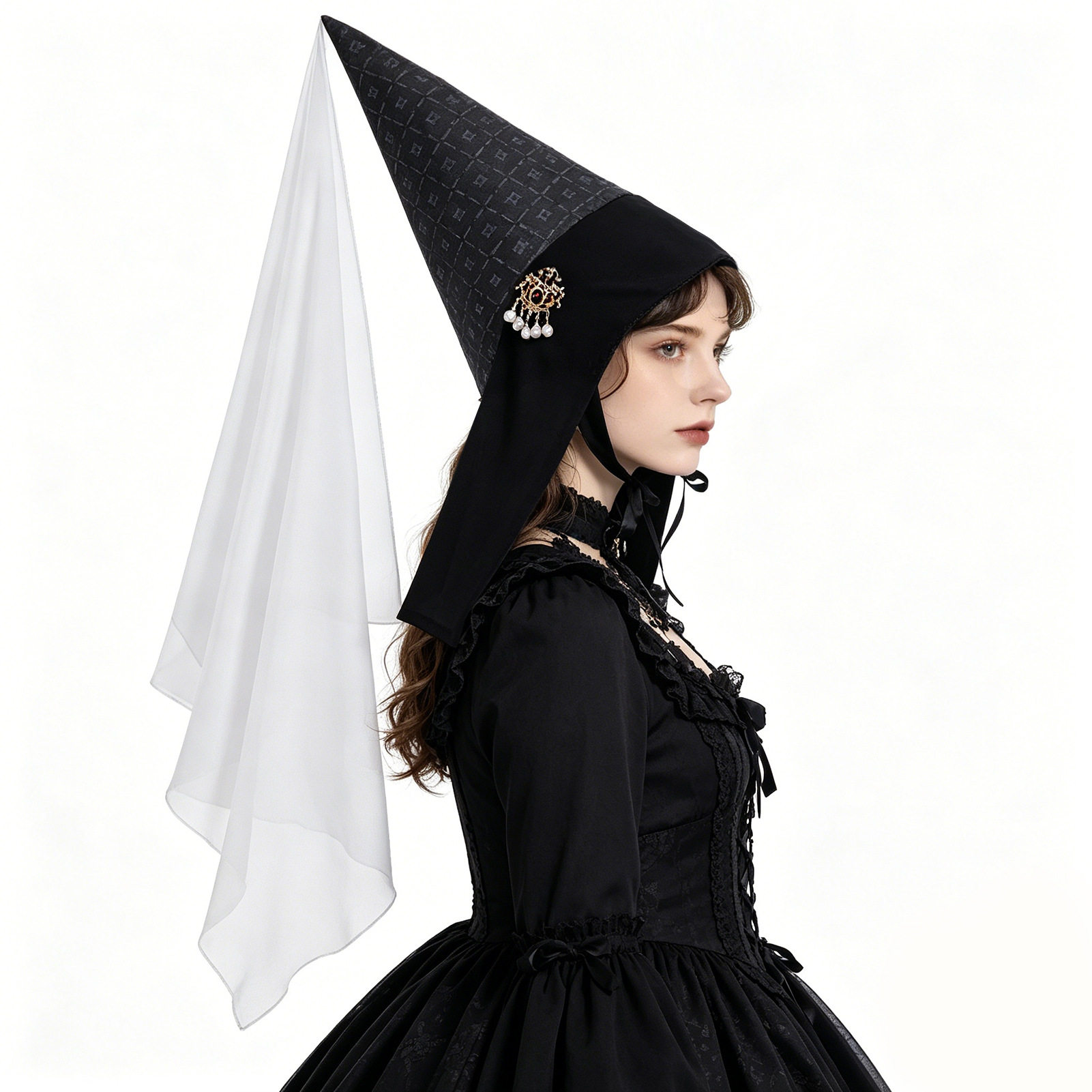 中世纪亨宁帽带面纱女性头饰文艺复兴头饰万圣节角色扮演服装配件