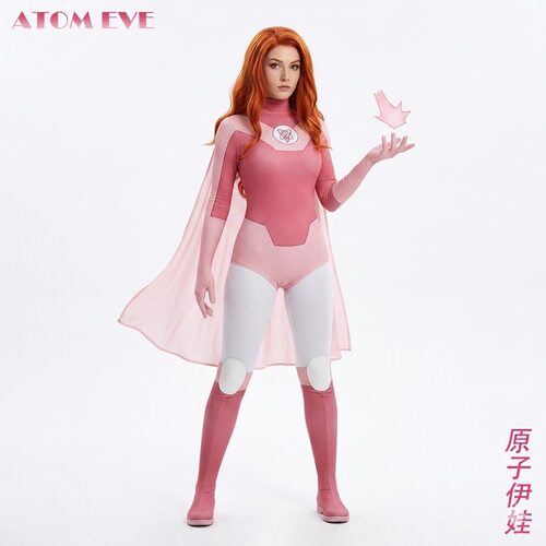 AtomEve原子伊娃Coscosplay服装动漫无敌少侠粉色连体战衣披风