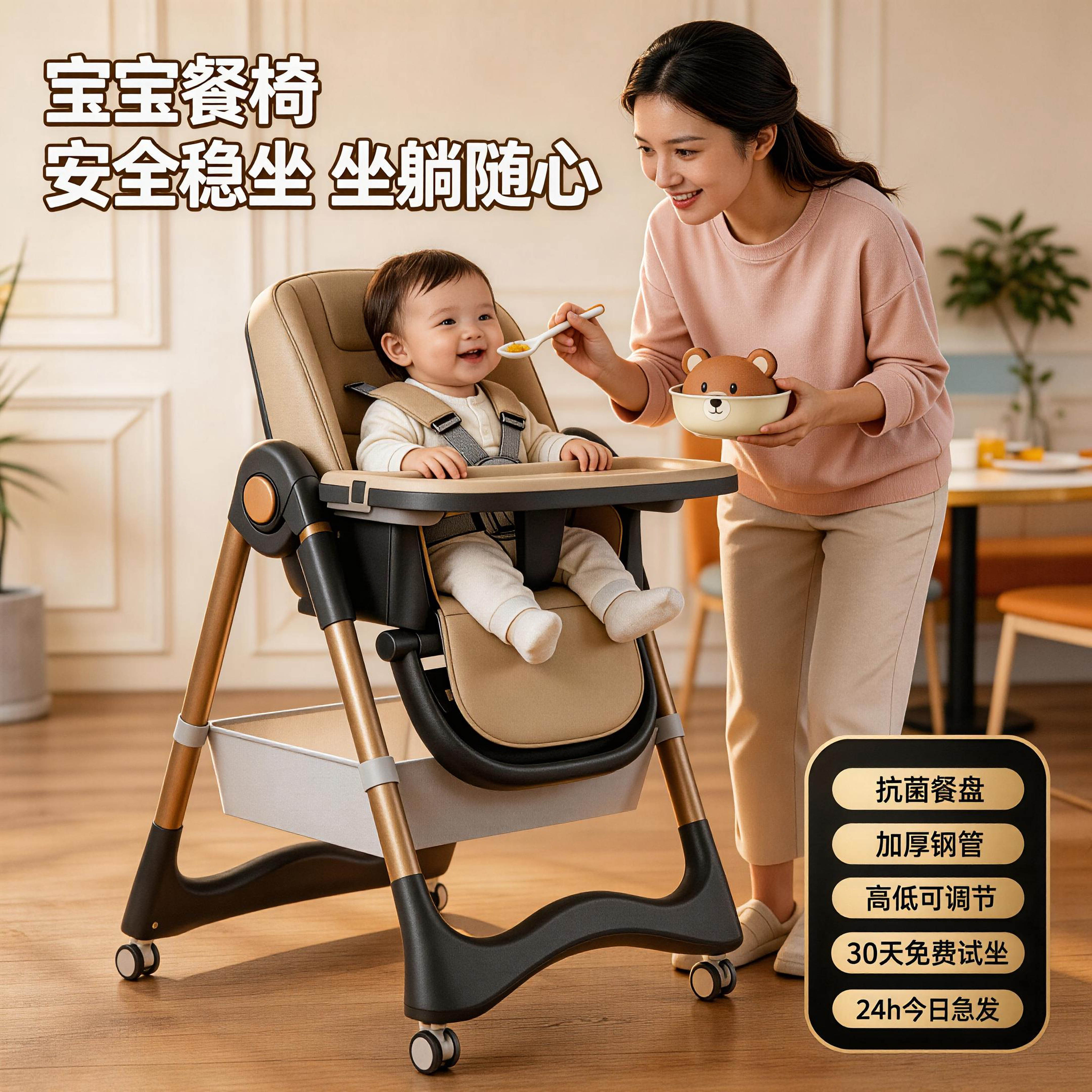 婴儿家用餐椅多功能便携坐躺椅子