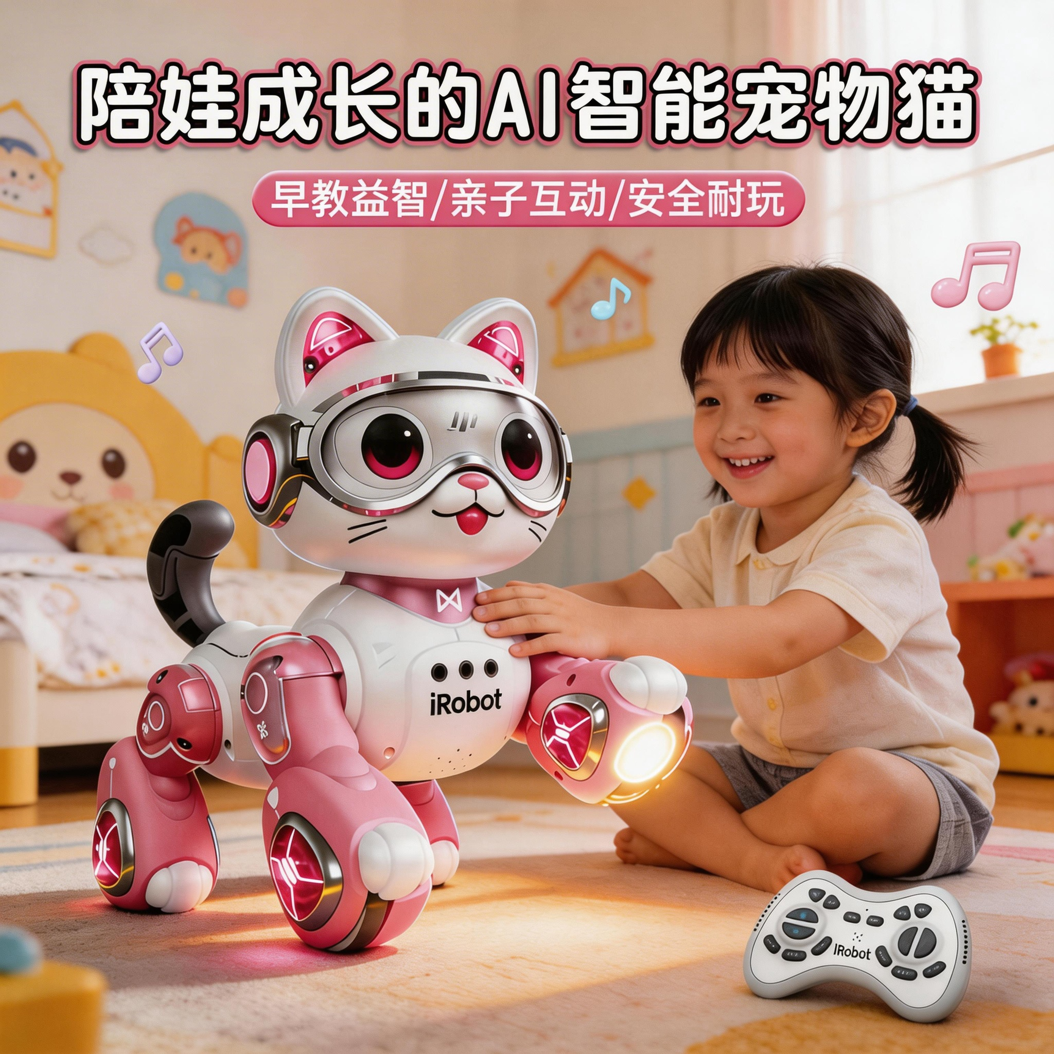 电动遥控走路ai遥控器智能机器猫