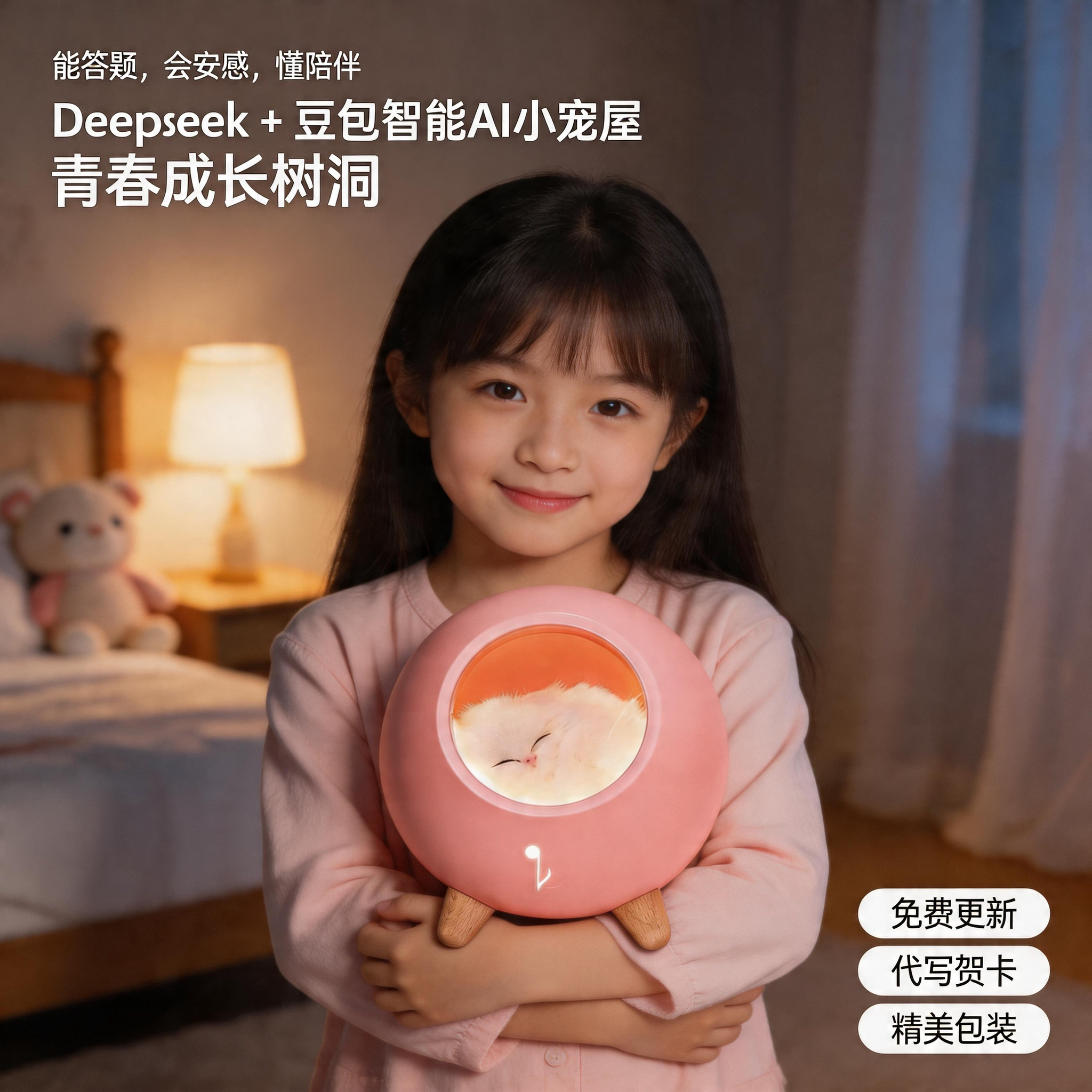 AI智能语音音箱猫咪夜灯儿童礼物