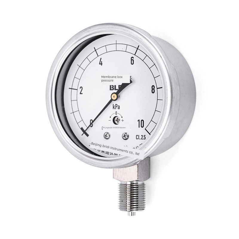 BLD北京布莱迪YEF-075不锈钢膜盒压力表微压表G3/8千帕天然气kPa