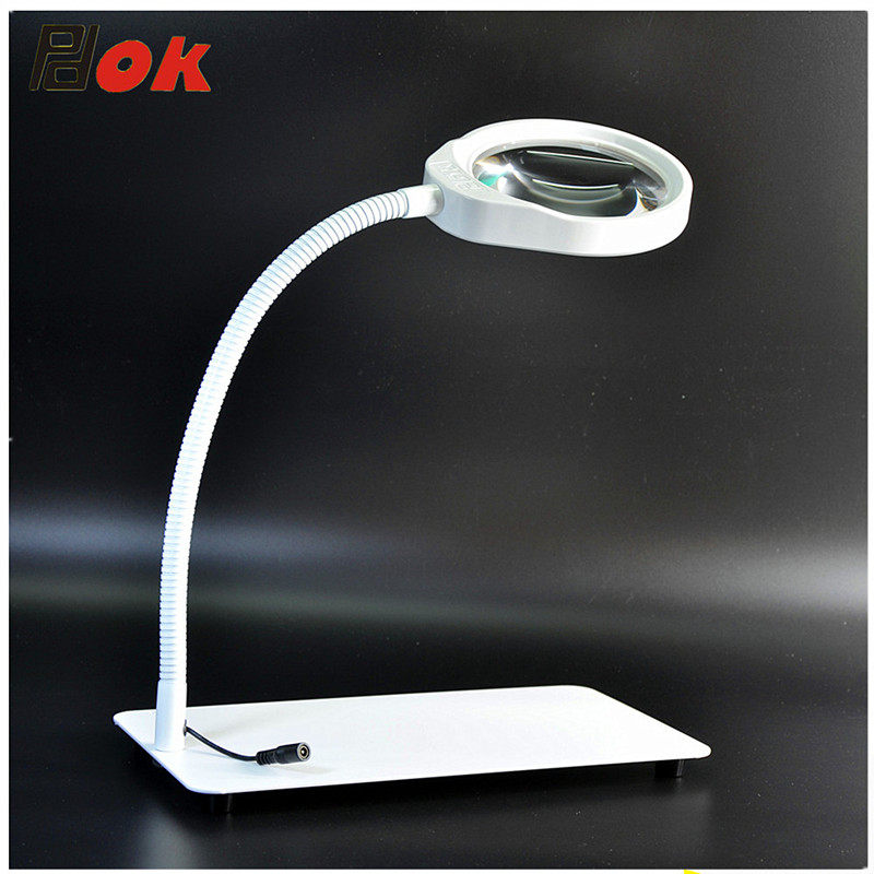 品质多功能大底座长臂台式放大镜带LED灯032C阅读焊接维修流