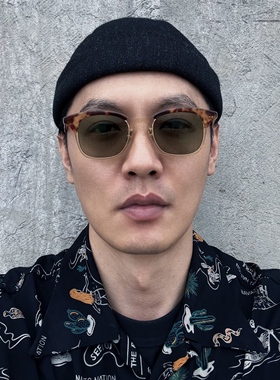 【phliced】中性复古风平光太阳镜个性时尚百搭款方形半框墨镜