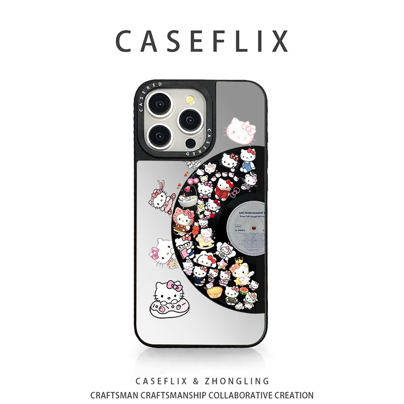 苹果17卡通唱片kt猫手机壳