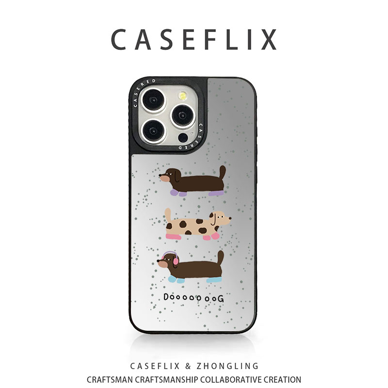 苹果17卡通泼墨腊肠狗手机壳