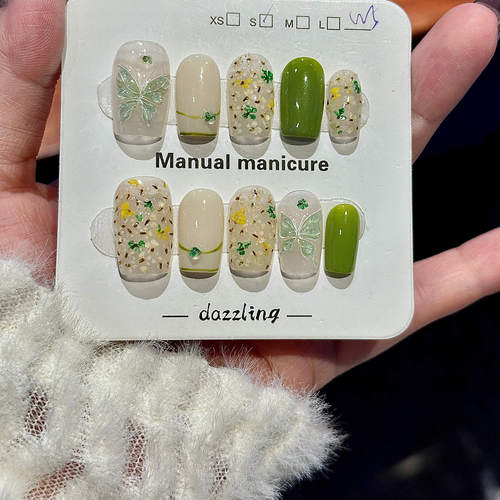 绿野仙蝶|风靡ins美甲系列小众春天氛围感手工穿戴甲可替换美甲