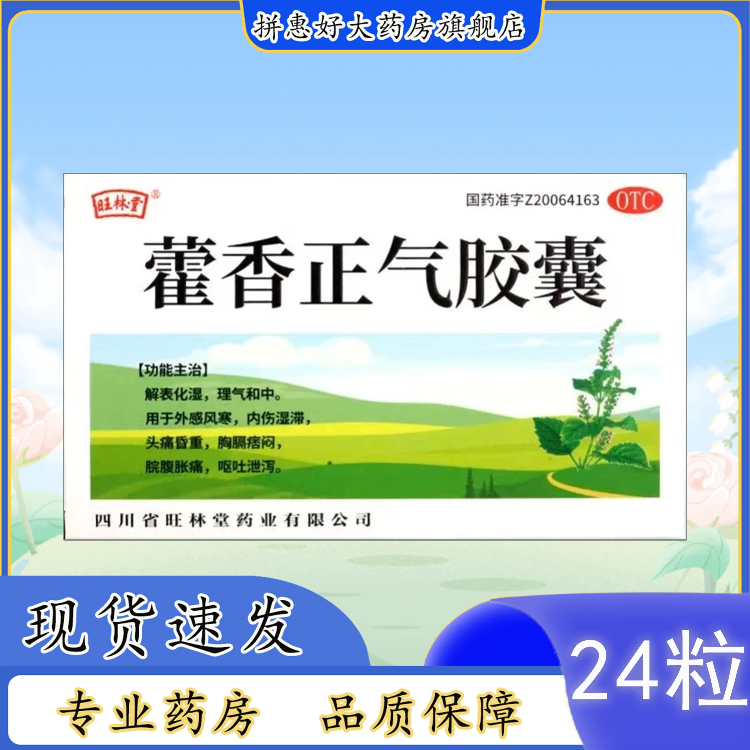 多盒包邮】旺林堂 藿香正气胶囊 0.3g*24粒