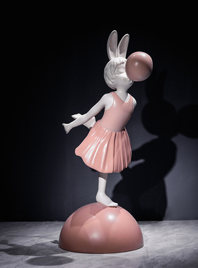 卡通人物3d打印雕塑吹泡泡女孩样板房别墅装饰品儿童乐园落地摆件