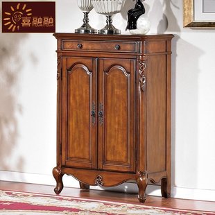 实木隔断玄关柜过道超Q薄柜子靠墙客厅进 柜家用门口放鞋 美式 鞋