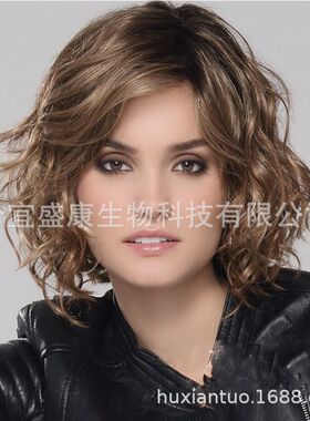 外贸流行假发中分短发女生时尚短直发微卷中长发逼真化纤发假发套