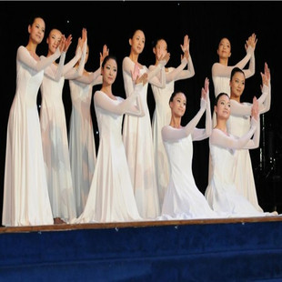 新款白色连衣裙现代舞裙生命的z密码舞蹈演出服装女长袖长裙秋冬