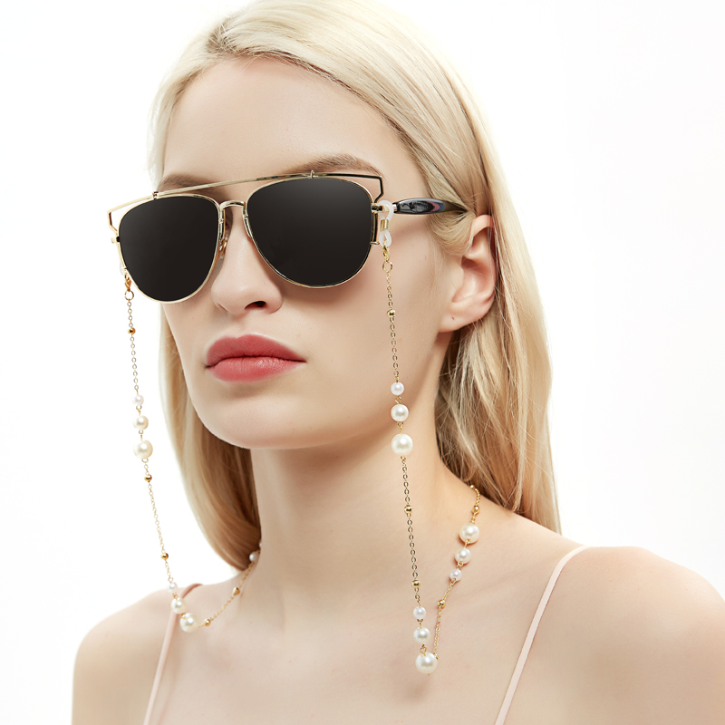 复古珍珠眼镜链 时尚多功能防滑挂脖眼镜挂绳 网红款墨镜挂链链条