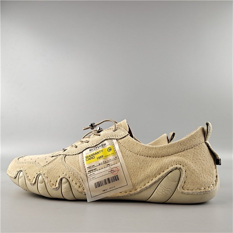 稀缺外贸高档尾货男真皮休闲鞋软底手工缝线豆豆鞋潮百搭低帮单鞋