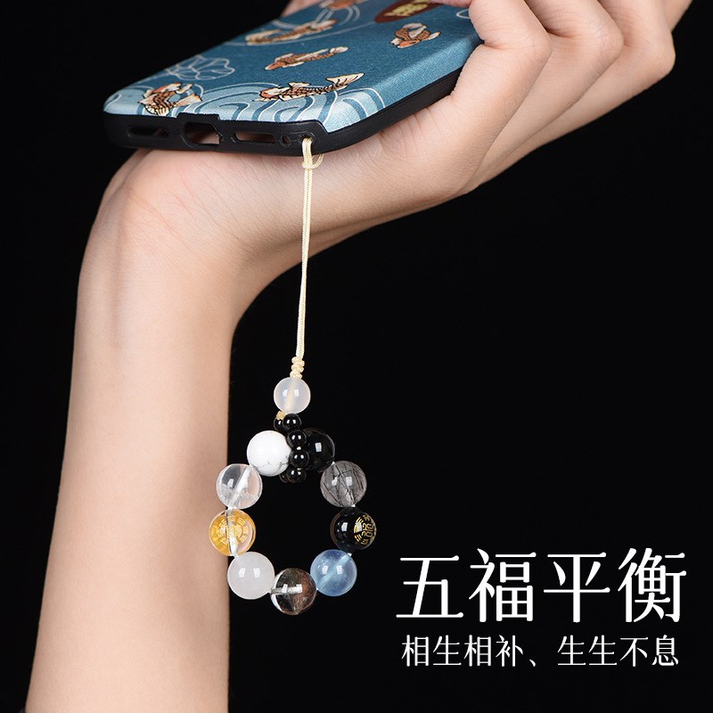 五行缺补喜用金水金土火土火木水木钥I匙扣天然多宝水晶手机挂件图片