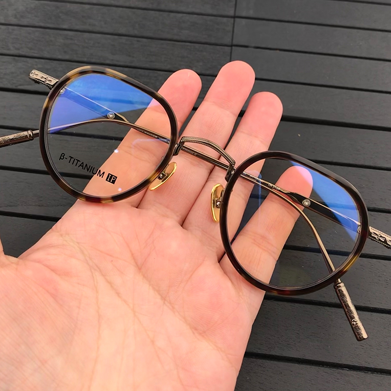 简丹眼镜框男复古圆框平光镜女大脸显瘦可配近视防蓝光变色平光镜