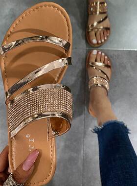 2021 women flat slippes ladies beach sandals big size 43拖鞋