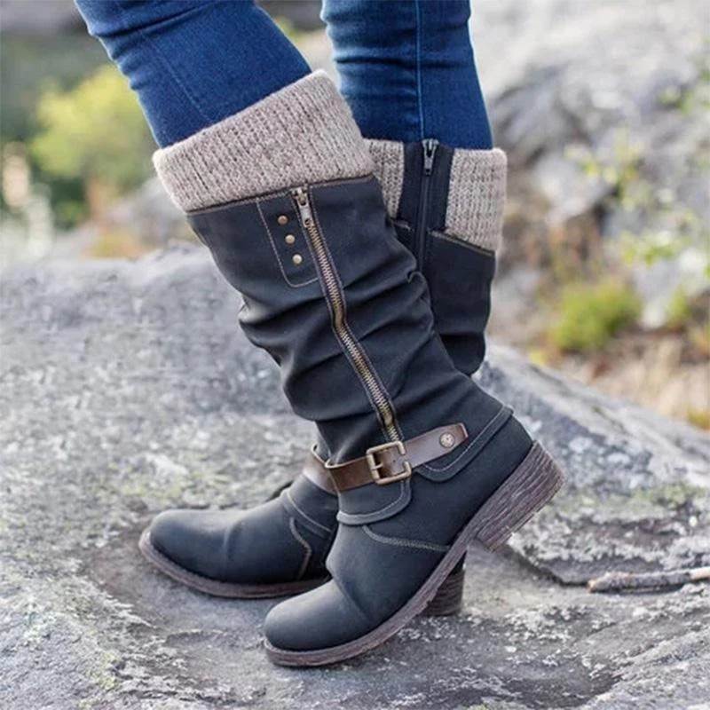 women flat boots ladies high boots big size 43大码中长筒女靴