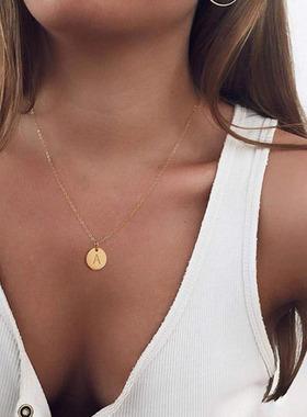 New Tiny Initial Letter Pendant Necklace for Women 26 Alphab