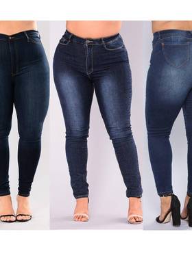 fat women plus size jeans for ladies denim pants大码牛仔裤