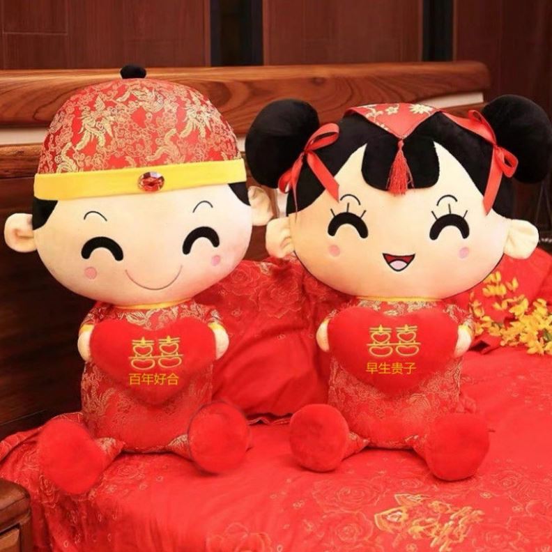 压床娃娃一对结婚娃毛绒玩具婚房喜大号婚庆娃娃情侣抱枕公仔礼物
