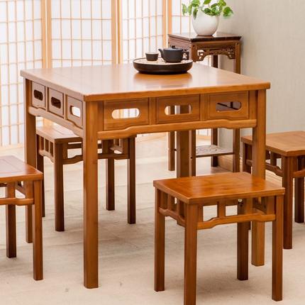 四方仿古正方形方桌奕居饭桌家用小户型餐桌吃饭实木桌子餐厅4人
