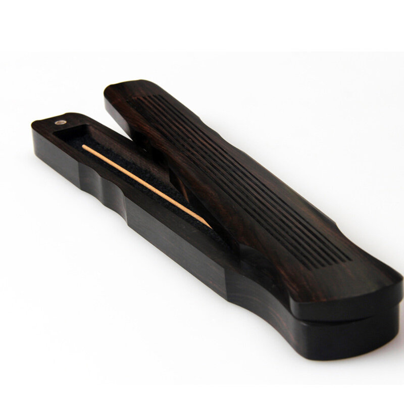 妙吉祥 黑檀木整体成型 伏羲古琴卧香炉 经典镂空线香盒 沉香炉