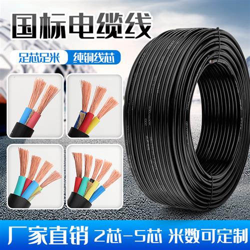 国标rvv铜心电缆2/3/4/5芯充电桩电源线1.5/2.5/4/6/10平方护套线