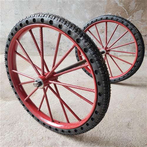 载重型工地翻斗车轮实心轮子加厚手推劳动环卫车板车充气斗车轮胎