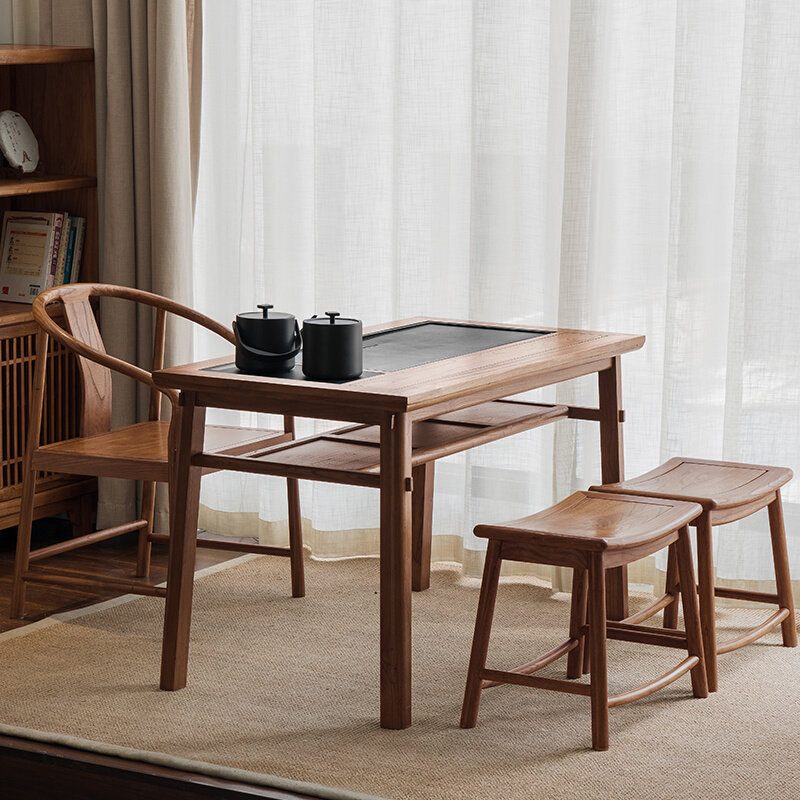 阳台茶桌中式实台木家用小烧水茶一体榆木yxcz泡茶喝茶新桌子