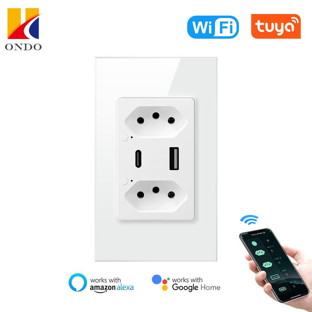 涂鸦wifi巴西墙壁式插座 type c /usb可单独控制 巴西智能插座