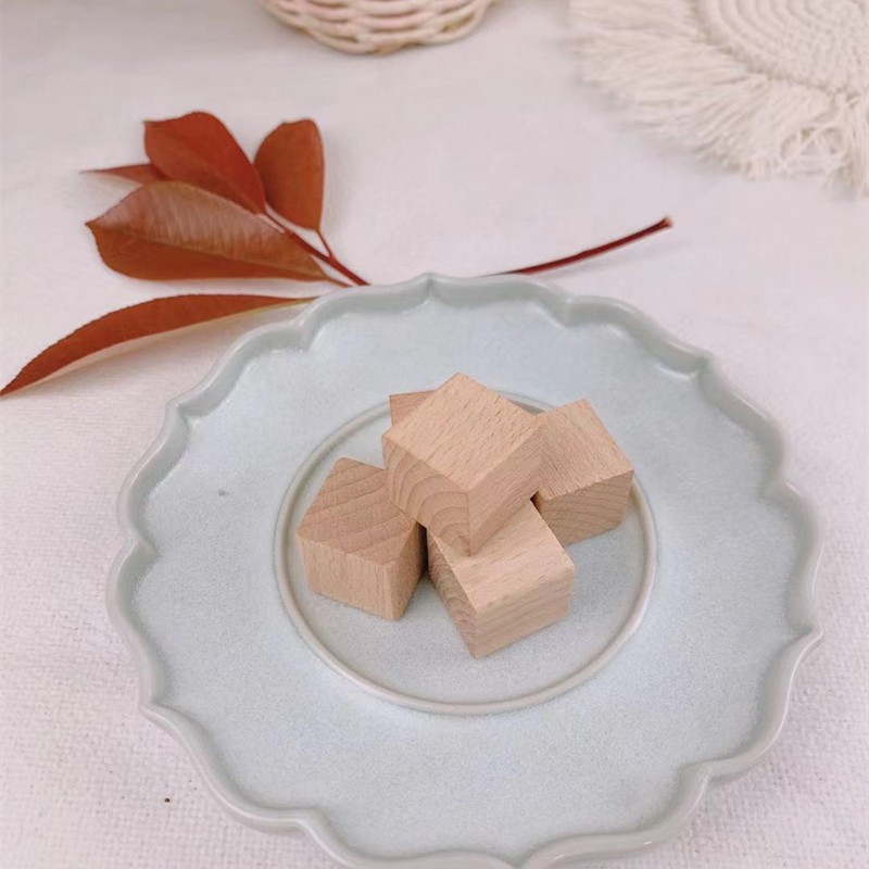 正方形榉木块儿童手工玩具四方块积木DIY模型数学教具方块c186